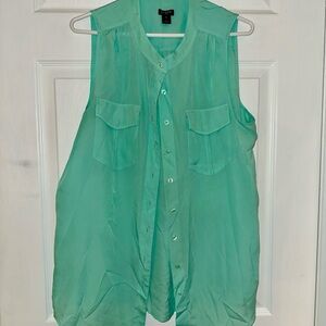 J. Crew Green Mandarin Collar Tank Top